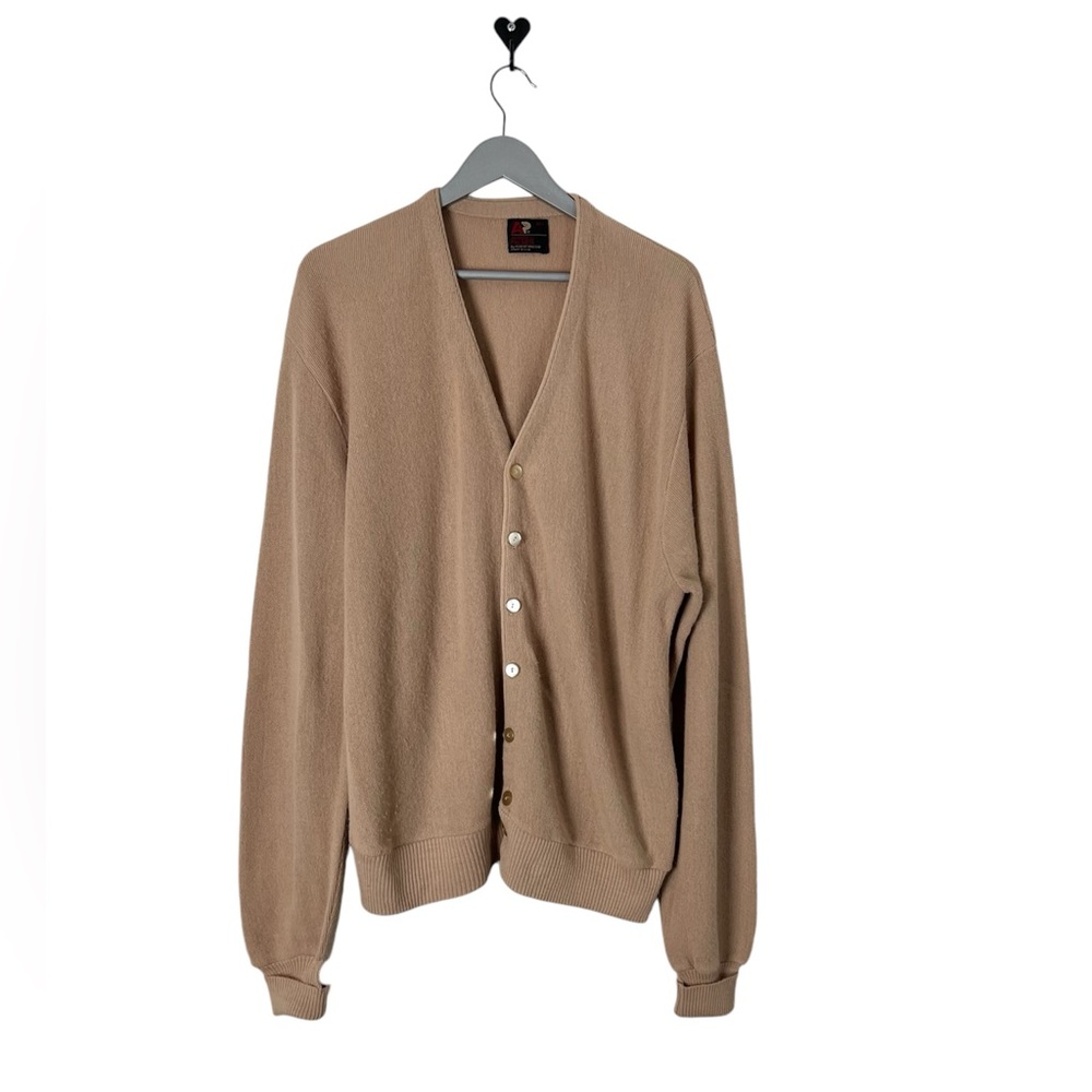VTG 70s‎ V-Neck Cardigan Sweater Beige Arnold Palmer Robert Bruce XXL Union USA